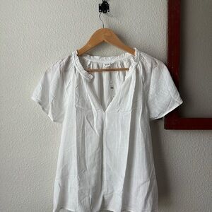 GAP White Short-Sleeve Peasant Top